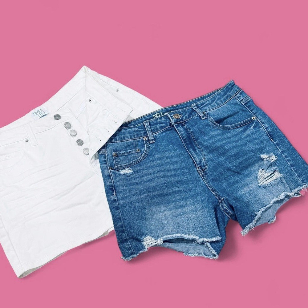 Women’s Denim Shorts Lot Size 10 / 11 Distressed High Rise Summer Shorts Skater